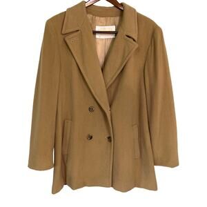Pendleton Vintage Camel Tan Virgin Wool Double Breasted Coat USA Size 14